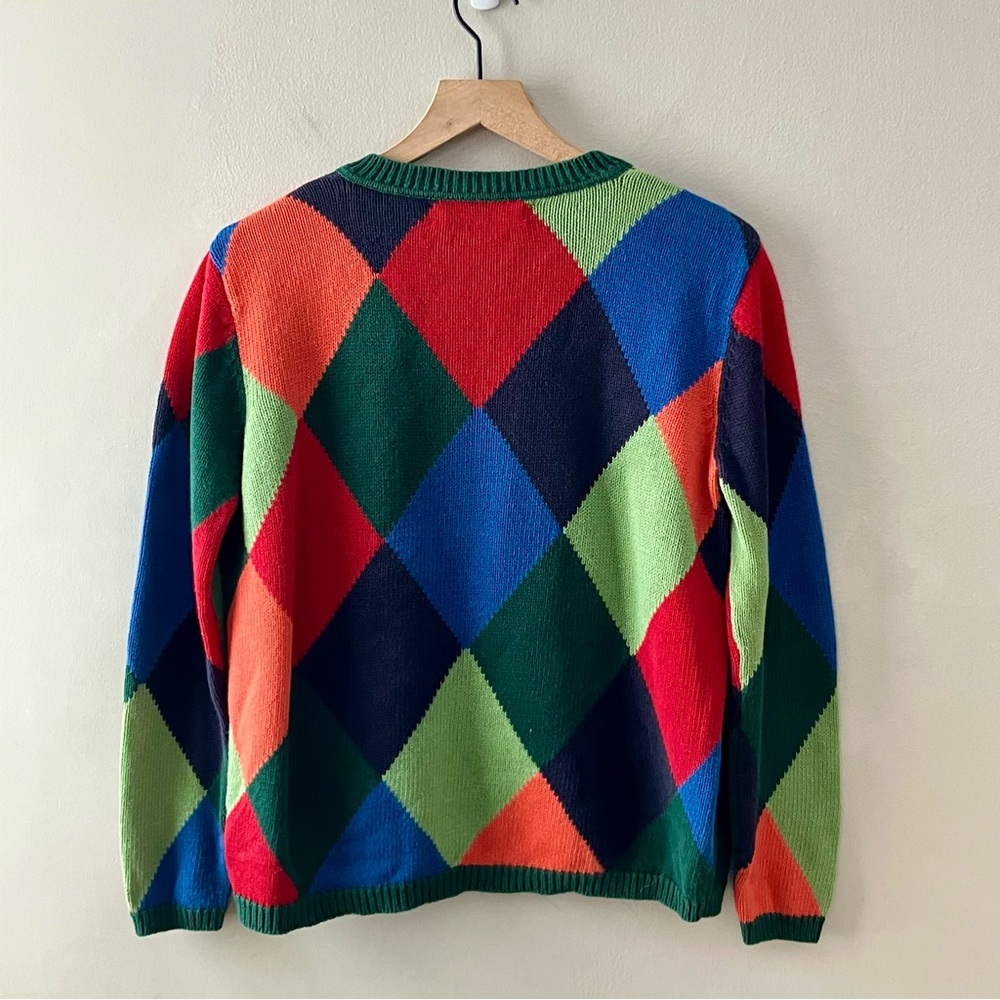 TOMMY HILFIGER Jeans ‘00s Multicolored Argyle V-Neck Sweater - Picture 2 of 6